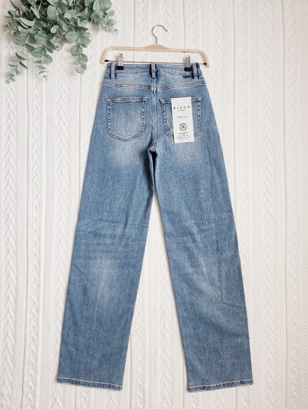 RISEN Women's Wide Leg Jeans Classic Retro Stretch Straight Medium HR 0/24 NEW - Picture 12 of 14